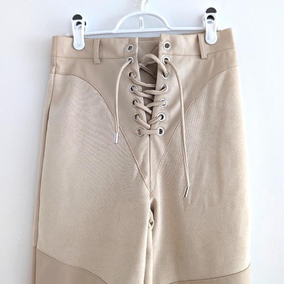 Manière de Voir beige leather and suede pants - Picture 1 of 8